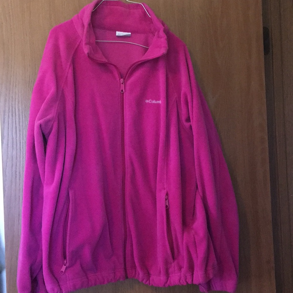 Columbia pink zip up sweater